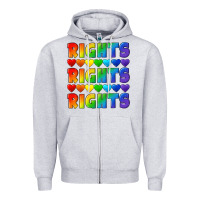 Heather Grey Rights rights rights pride Zipper Hoodie - CowGirlArtShop