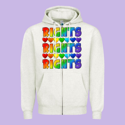 Rights Rights Rights Pride Zipper Hoodie Designed By Cowgirlartshop