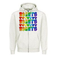 Oatmeal Heather Rights rights rights pride Zipper Hoodie - CowGirlArtShop