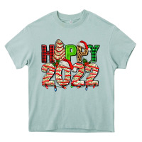 Happy 2022 With Christmas Tree Cake Heavy Core Tee | Teevron