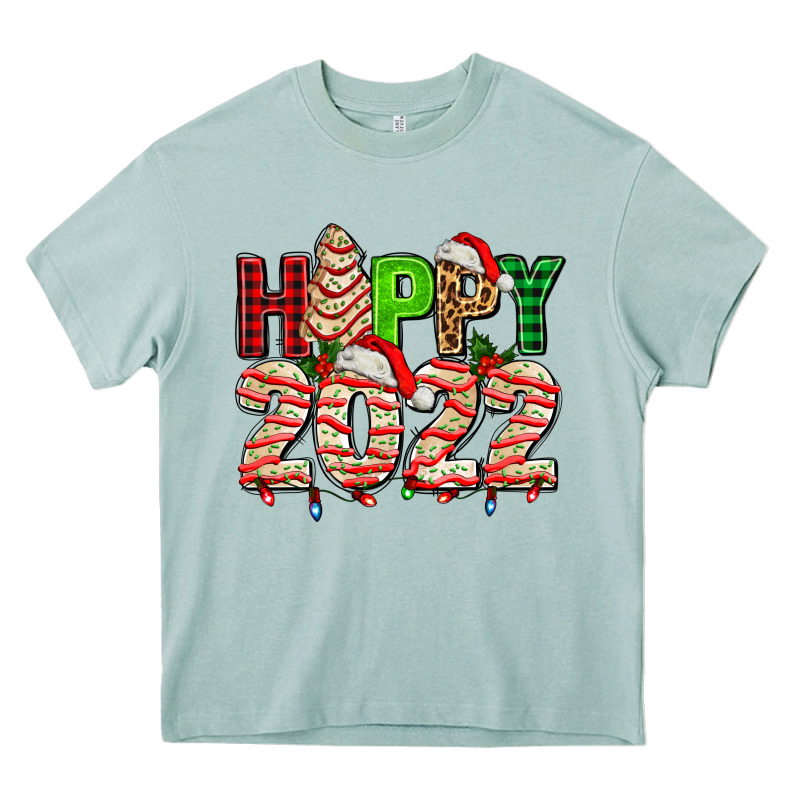 Happy 2022 With Christmas Tree Cake Heavy Core Tee by AdoDesignShop | Teevron