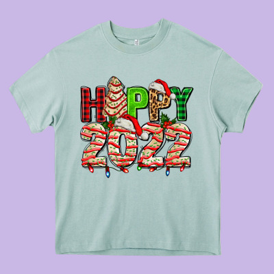 Happy 2022 With Christmas Tree Cake Heavy Core Tee Designed By Adodesignshop