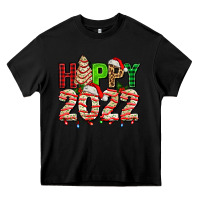 Black happy 2022 with christmas tree cake Heavy Core Tee - AdoDesignShop