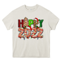 Cream happy 2022 with christmas tree cake Heavy Core Tee - AdoDesignShop