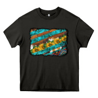 Asphalt western aztec sunflowers turquoise cowhide background Heavy Core Tee - BarkalooDesign
