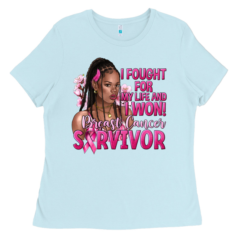 I Fought For My Life And I Won Afro Woman Ladies Tee by NancyCooperArtShop | Teevron