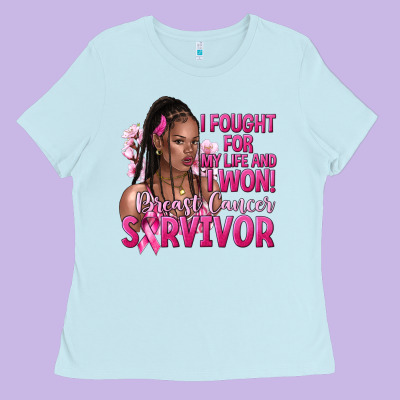 I Fought For My Life And I Won Afro Woman Ladies Tee Designed By Nancycooperartshop