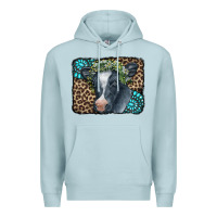 Blue Mist Floral Cow Leopard Gemstone Premium Hoodie - CowCowDesign