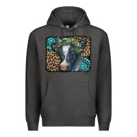 Charcoal Heather Floral Cow Leopard Gemstone Premium Hoodie - CowCowDesign