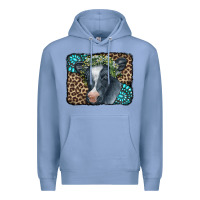 Colony Blue Floral Cow Leopard Gemstone Premium Hoodie - CowCowDesign