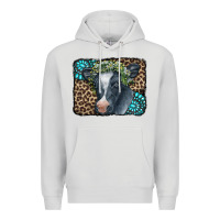 Dove Grey Floral Cow Leopard Gemstone Premium Hoodie - CowCowDesign