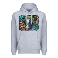 Heather Grey Floral Cow Leopard Gemstone Premium Hoodie - CowCowDesign