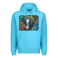Ocean Blue Floral Cow Leopard Gemstone Premium Hoodie - CowCowDesign
