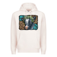 Pale Pink Floral Cow Leopard Gemstone Premium Hoodie - CowCowDesign