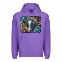 Purple Floral Cow Leopard Gemstone Premium Hoodie - CowCowDesign