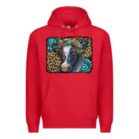 Red Floral Cow Leopard Gemstone Premium Hoodie - CowCowDesign