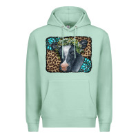 Seafoam Floral Cow Leopard Gemstone Premium Hoodie - CowCowDesign