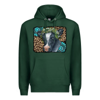 Sports Green Floral Cow Leopard Gemstone Premium Hoodie - CowCowDesign
