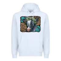 White Floral Cow Leopard Gemstone Premium Hoodie - CowCowDesign