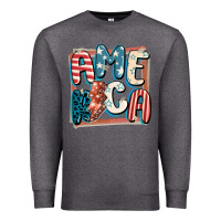 Charcoal Heather America with lightning bolt 4th of july Premium Sweatshirt - FaDigitalArtStudio