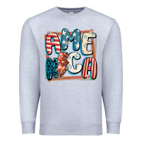 Heather Grey America with lightning bolt 4th of july Premium Sweatshirt - FaDigitalArtStudio