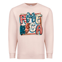 Pale Pink America with lightning bolt 4th of july Premium Sweatshirt - FaDigitalArtStudio