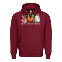 Burgundy Peace love Easter Day Zipper Hoodie - HowdyJamesFarm