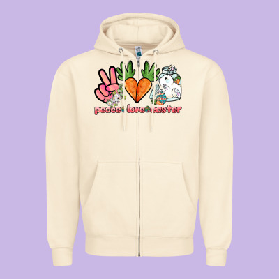 Peace Love Easter Day Zipper Hoodie Designed By Howdyjamesfarm
