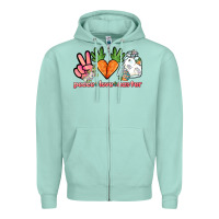 Seafoam Peace love Easter Day Zipper Hoodie - HowdyJamesFarm