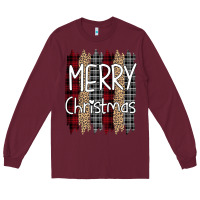 Burgundy merry christmas leopard print Long Sleeve Tee - Bettercallsaul