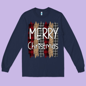 Merry Christmas Leopard Print Long Sleeve Tee Designed By Bettercallsaul