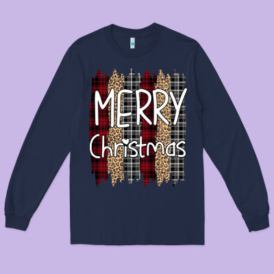 Merry Christmas Leopard Print Long Sleeve Tee Designed By Bettercallsaul