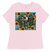 Bubblegum Pink western blessed sunflower's Ladies Tee - RanaPortraitStore