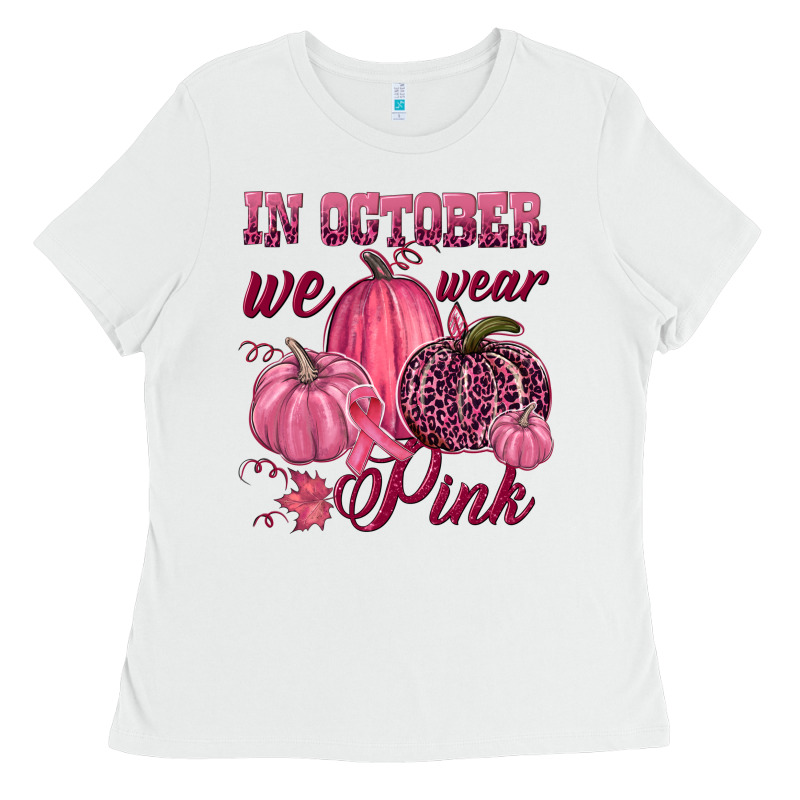 In October We Wear Pink Ladies Tee by NancyCooperArtShop | Teevron