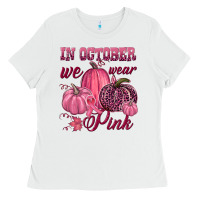 White In october we wear pink Ladies Tee - NancyCooperArtShop