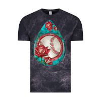Cloud Black baseball and western roses teardrop  7 Vintage Tee - BundleAndBundleShop