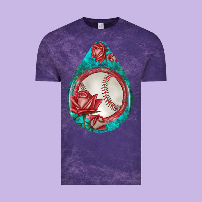 Baseball And Western Roses Teardrop  7 Vintage Tee Designed By Bundleandbundleshop