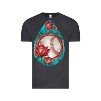 Vintage Black baseball and western roses teardrop  7 Vintage Tee - BundleAndBundleShop