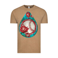 Vintage Coffee baseball and western roses teardrop  7 Vintage Tee - BundleAndBundleShop