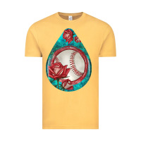 Vintage Mustard baseball and western roses teardrop  7 Vintage Tee - BundleAndBundleShop