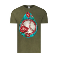 Vintage Olive baseball and western roses teardrop  7 Vintage Tee - BundleAndBundleShop