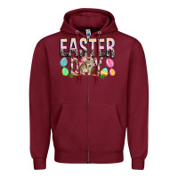 Burgundy Easter Day with rabbit Zipper Hoodie - HowdyJamesFarm
