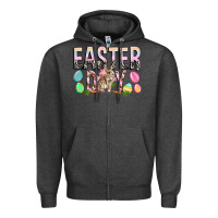 Charcoal Heather Easter Day with rabbit Zipper Hoodie - HowdyJamesFarm