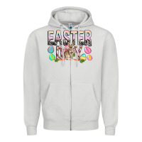 Dove Grey Easter Day with rabbit Zipper Hoodie - HowdyJamesFarm