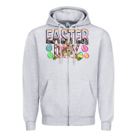 Heather Grey Easter Day with rabbit Zipper Hoodie - HowdyJamesFarm
