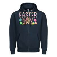 Navy Easter Day with rabbit Zipper Hoodie - HowdyJamesFarm
