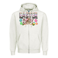 Oatmeal Heather Easter Day with rabbit Zipper Hoodie - HowdyJamesFarm