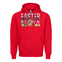 Red Easter Day with rabbit Zipper Hoodie - HowdyJamesFarm