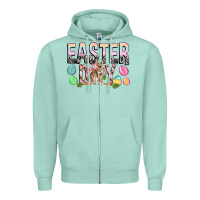 Seafoam Easter Day with rabbit Zipper Hoodie - HowdyJamesFarm