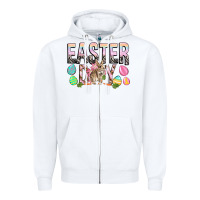 White Easter Day with rabbit Zipper Hoodie - HowdyJamesFarm